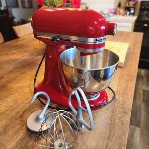 KitchenAid Vibrant Red Stand Mixer with Silver Bowl